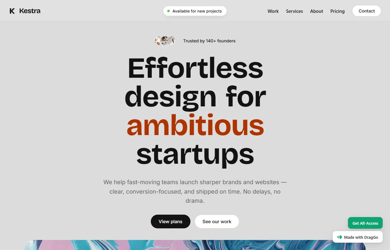 Kestra, a studio and portfolio hybrid template