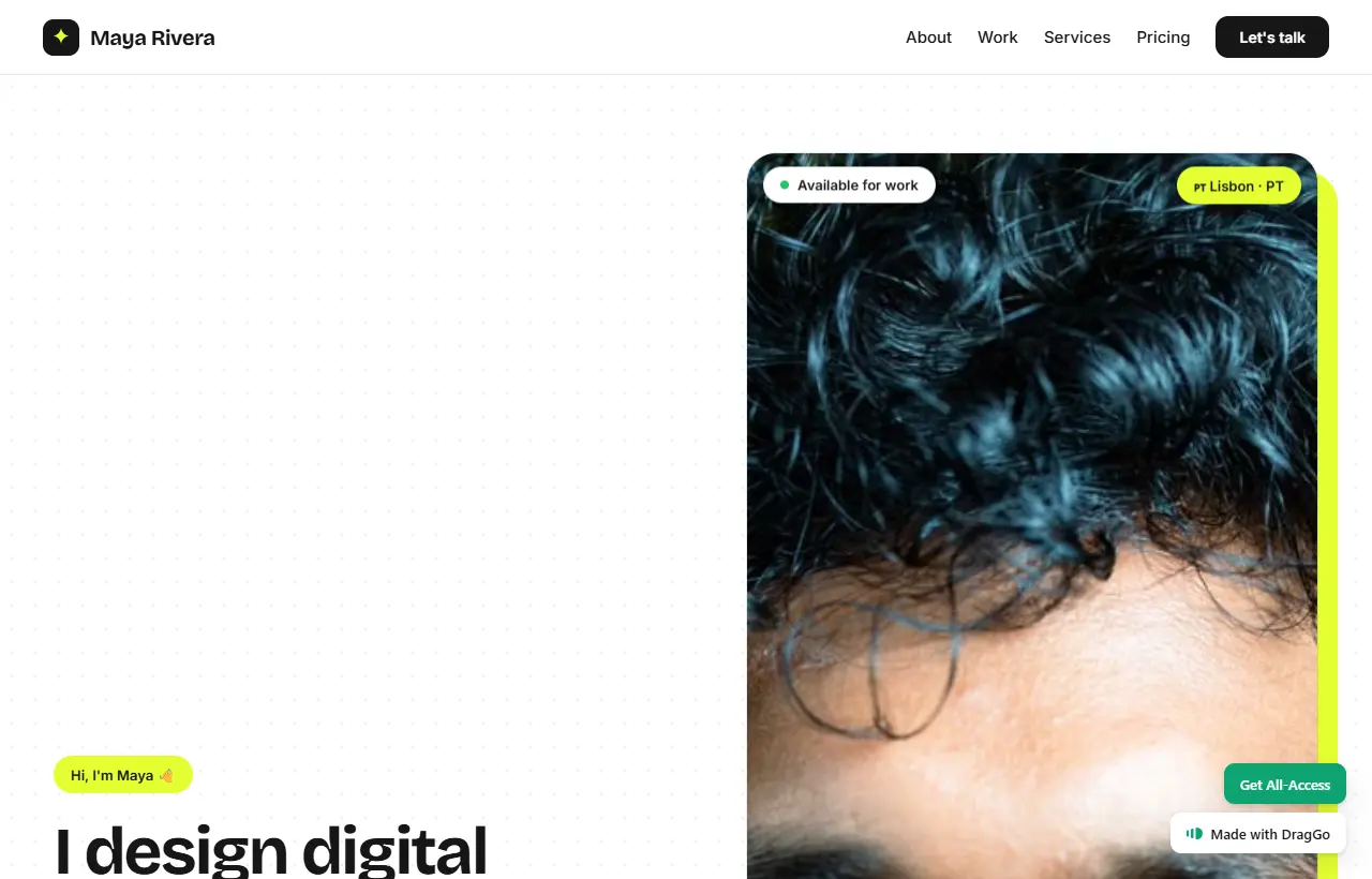 Maya Rivera, a single-column creative portfolio template