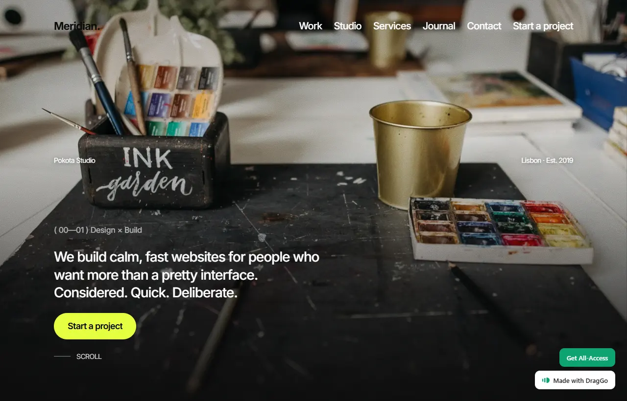 Meridian, a calm studio template