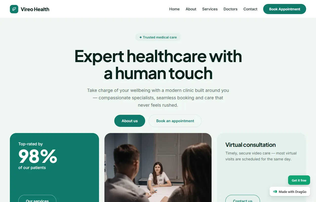 Vireo Health, a medical clinic template